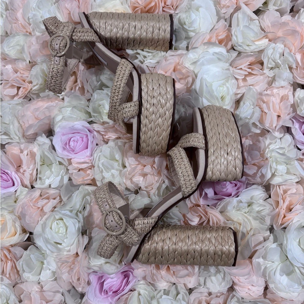 Gianni Bini Tan Woven Heels